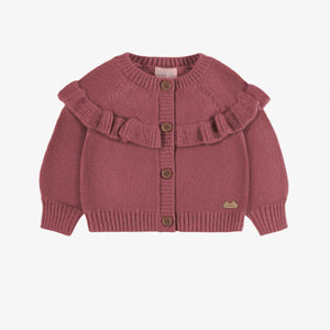 SOURIS MINI KNITTED CARDIGAN WITH RUFFLE SHOULDER