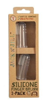 Jack N' Jill Silicone Finger Brush 2 Pack with Case - Stage 1 (6M - 18M)